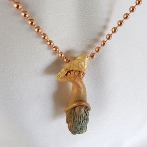 Bronze Gnome Necklace, Handmade From Metal Clay.